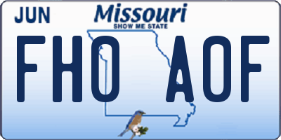 MO license plate FH0A0F
