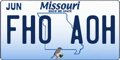 MO license plate FH0A0H