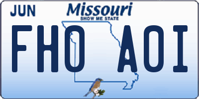 MO license plate FH0A0I