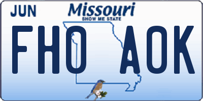 MO license plate FH0A0K