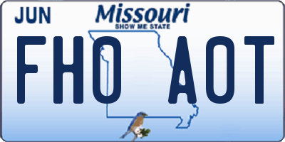 MO license plate FH0A0T