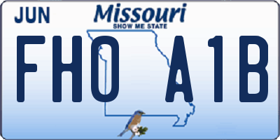 MO license plate FH0A1B