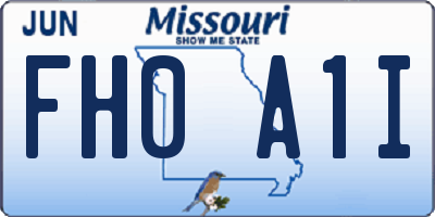 MO license plate FH0A1I