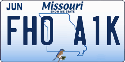 MO license plate FH0A1K