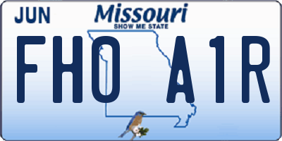MO license plate FH0A1R