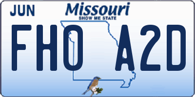 MO license plate FH0A2D