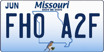 MO license plate FH0A2F
