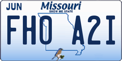 MO license plate FH0A2I
