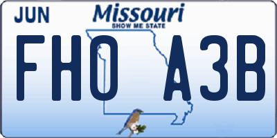 MO license plate FH0A3B