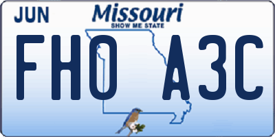 MO license plate FH0A3C