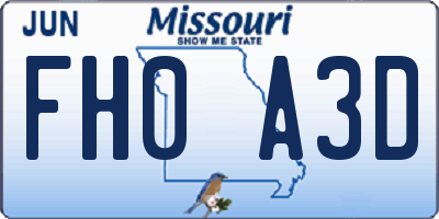 MO license plate FH0A3D