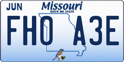 MO license plate FH0A3E