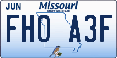 MO license plate FH0A3F