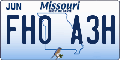 MO license plate FH0A3H