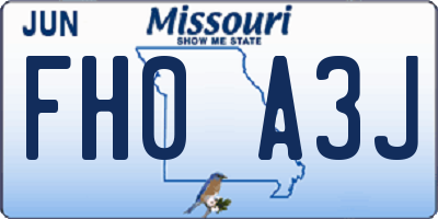 MO license plate FH0A3J