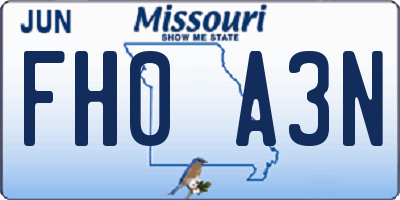 MO license plate FH0A3N