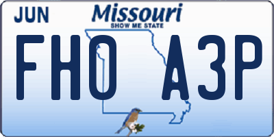 MO license plate FH0A3P