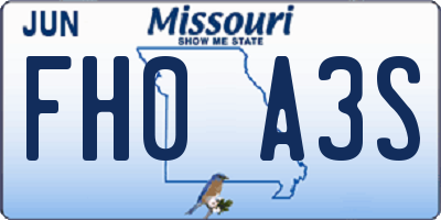 MO license plate FH0A3S