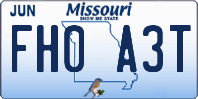 MO license plate FH0A3T
