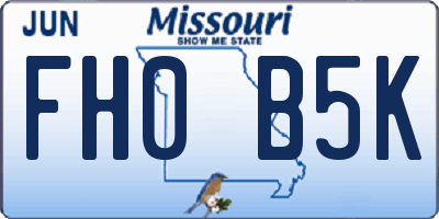 MO license plate FH0B5K