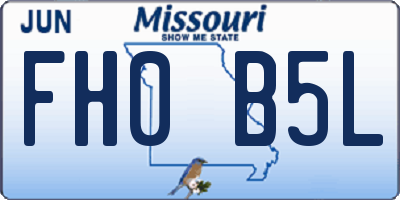 MO license plate FH0B5L