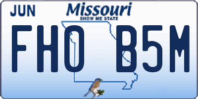MO license plate FH0B5M