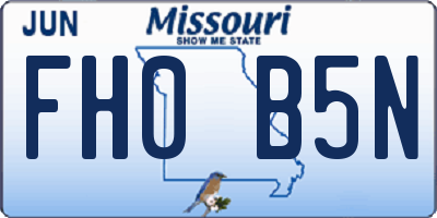 MO license plate FH0B5N