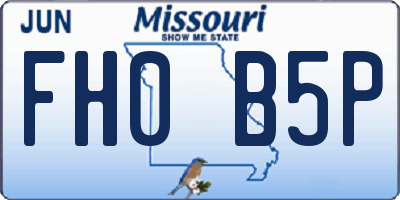 MO license plate FH0B5P