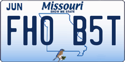 MO license plate FH0B5T