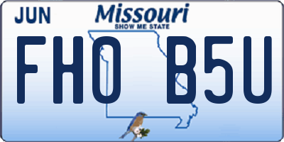 MO license plate FH0B5U