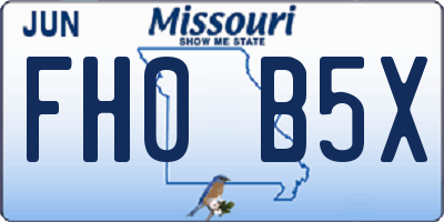 MO license plate FH0B5X