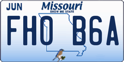 MO license plate FH0B6A