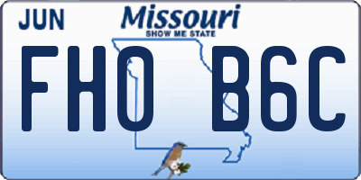 MO license plate FH0B6C