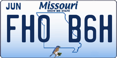MO license plate FH0B6H
