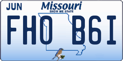 MO license plate FH0B6I