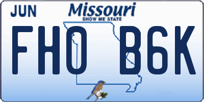 MO license plate FH0B6K