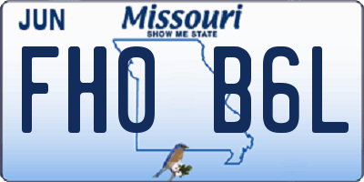 MO license plate FH0B6L