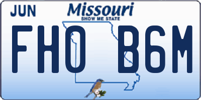 MO license plate FH0B6M