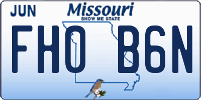 MO license plate FH0B6N