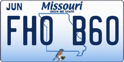 MO license plate FH0B6O