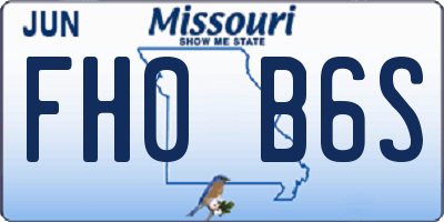 MO license plate FH0B6S