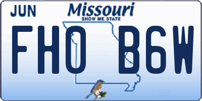MO license plate FH0B6W