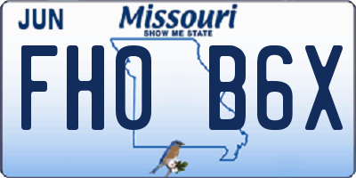 MO license plate FH0B6X