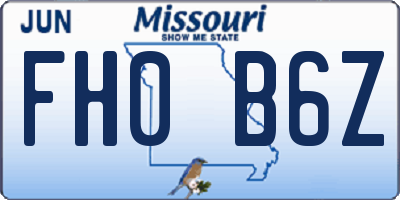 MO license plate FH0B6Z