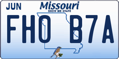 MO license plate FH0B7A