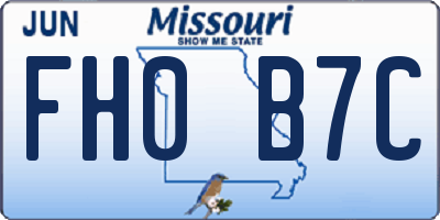 MO license plate FH0B7C