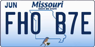 MO license plate FH0B7E