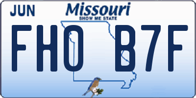 MO license plate FH0B7F