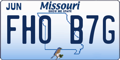 MO license plate FH0B7G