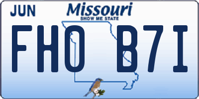 MO license plate FH0B7I